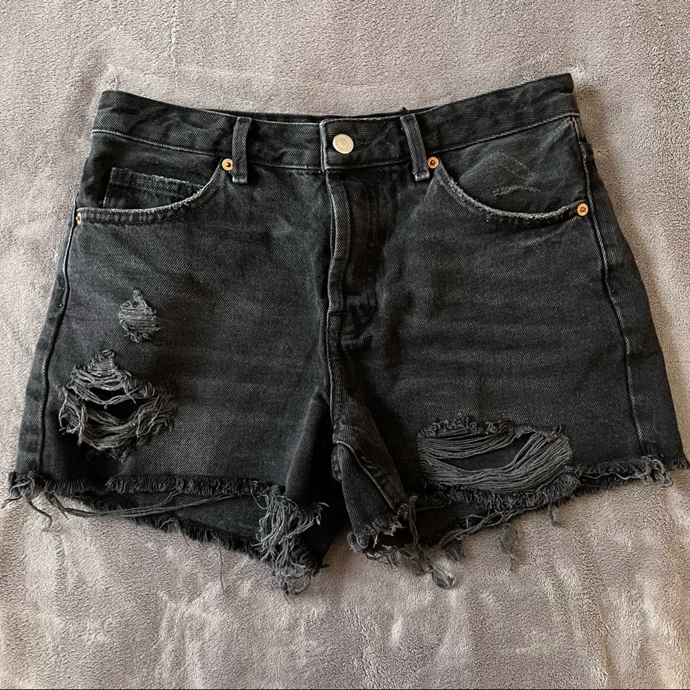 Topshop High Rise Button Fly Jean Shorts size 6